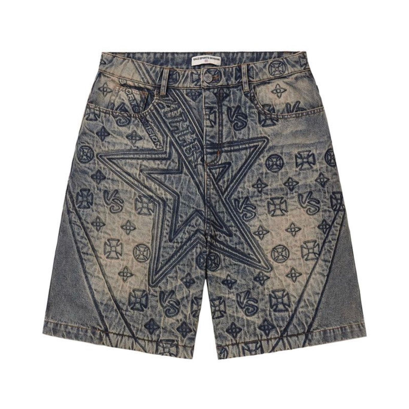 Vale Forever ‘Spade’ Jean Shorts Mid Wash