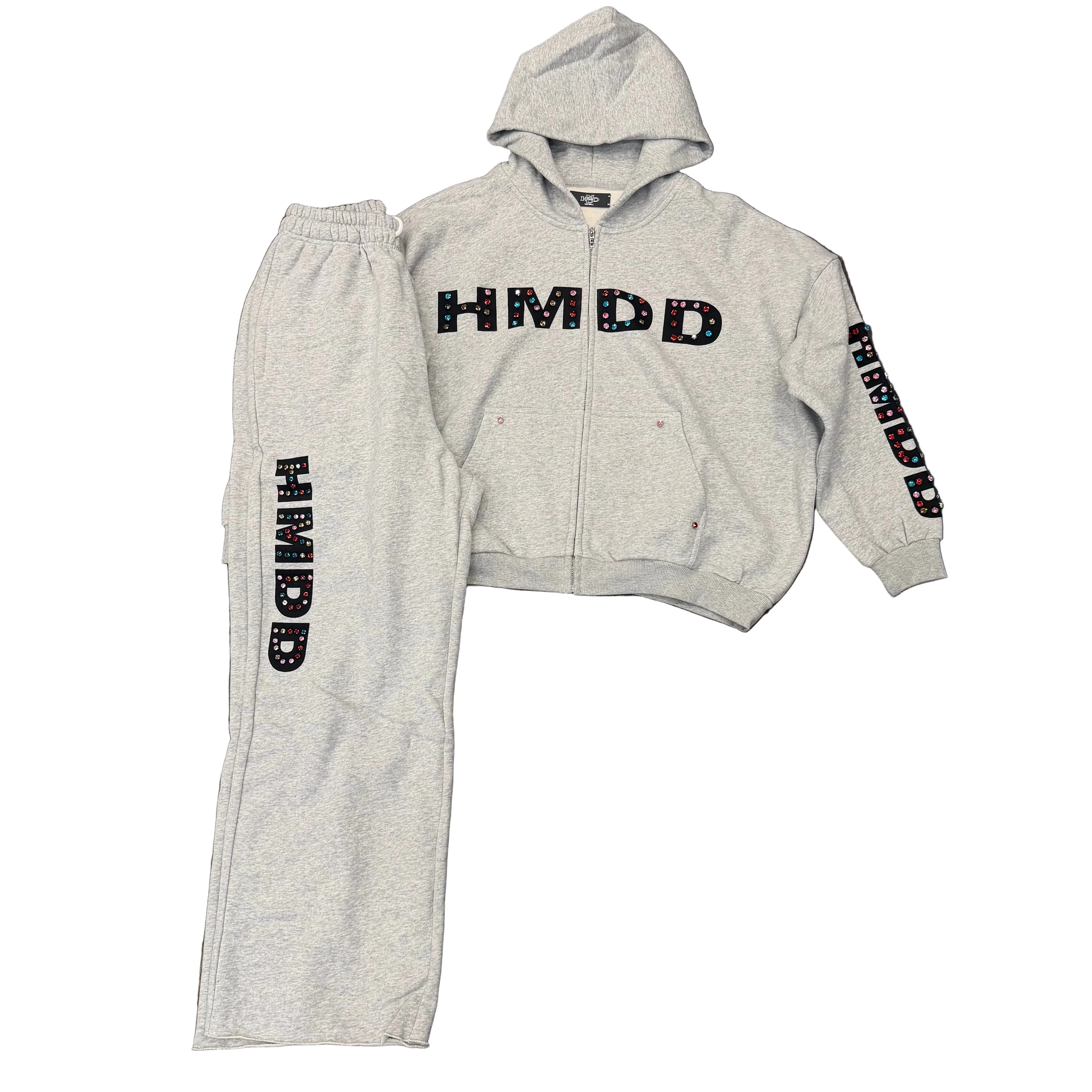 HMDD Rhinestone Sweatsuit Grey