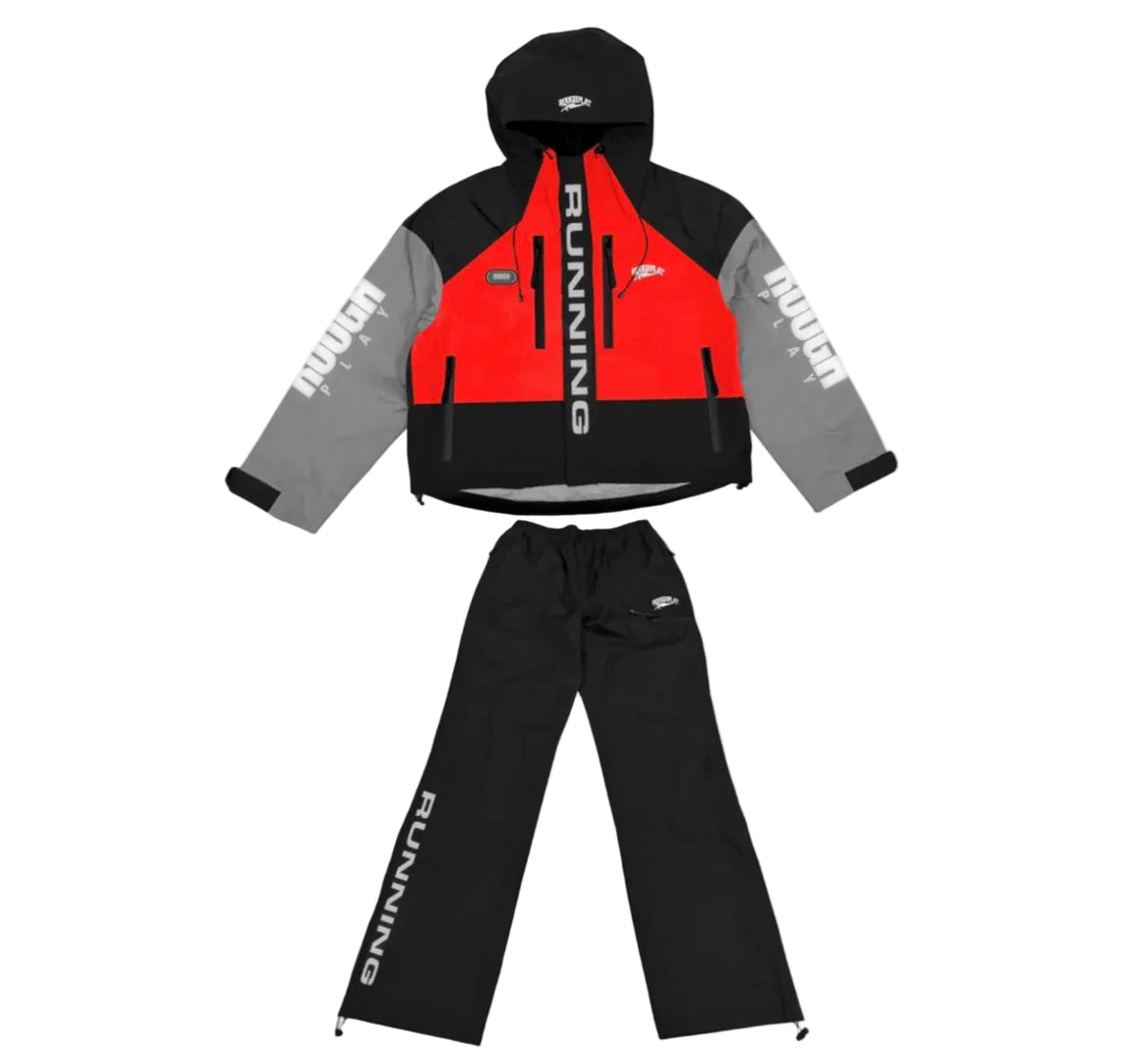 RoughPlay Water Resistant Track Suit Black/Red Set