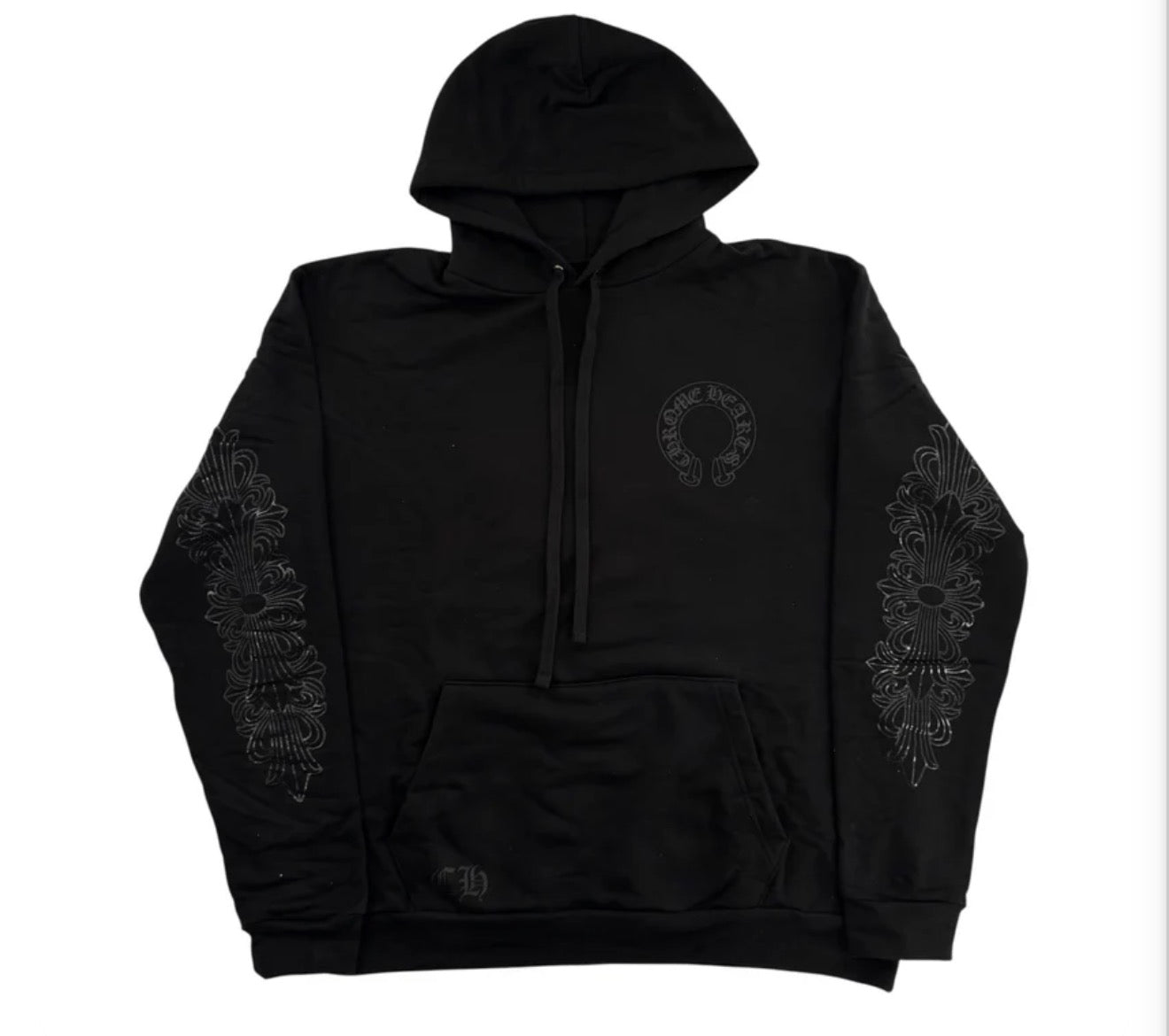 Chrome Hearts Black Tonal Floral Hoodie