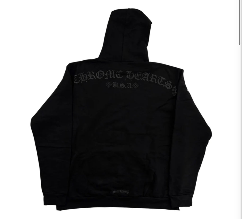 Chrome Hearts Black Tonal Floral Hoodie