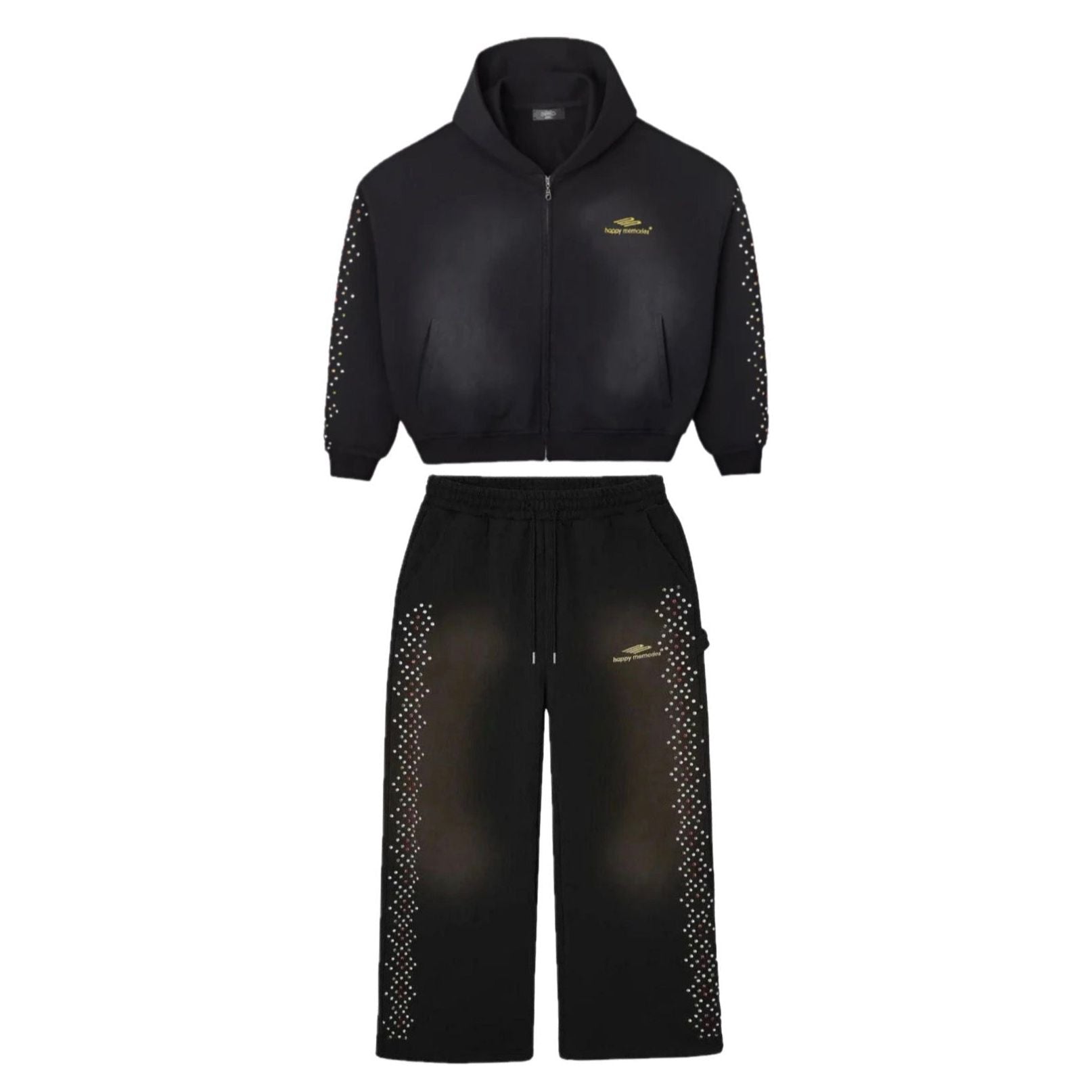 HMDD Crystal Rhinestone Sweatsuit Black
