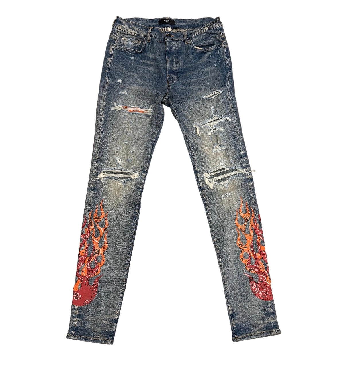Mike Amiri ‘Bandana Flame’ Jeans Orange