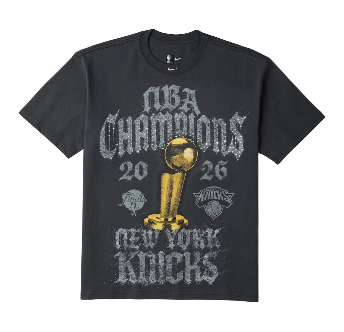 Nike Knicks Locker Room Champs Grey Rhinestone Tee