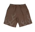 EPTM Metal Studded Flame Sweat Shorts Brown