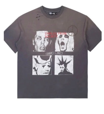 Boredom Kills Scream Studded Tee Grey
