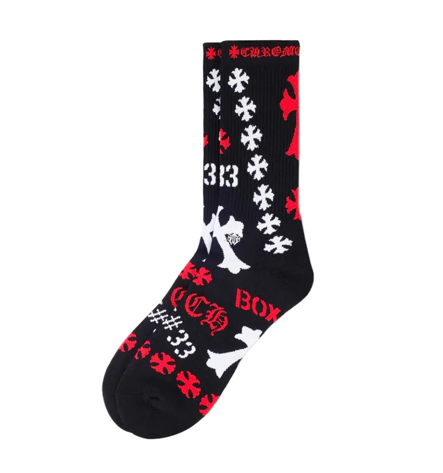 Chrome Hearts Black Stencil Socks