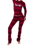 Body By Raven Burgundy Stripe Set