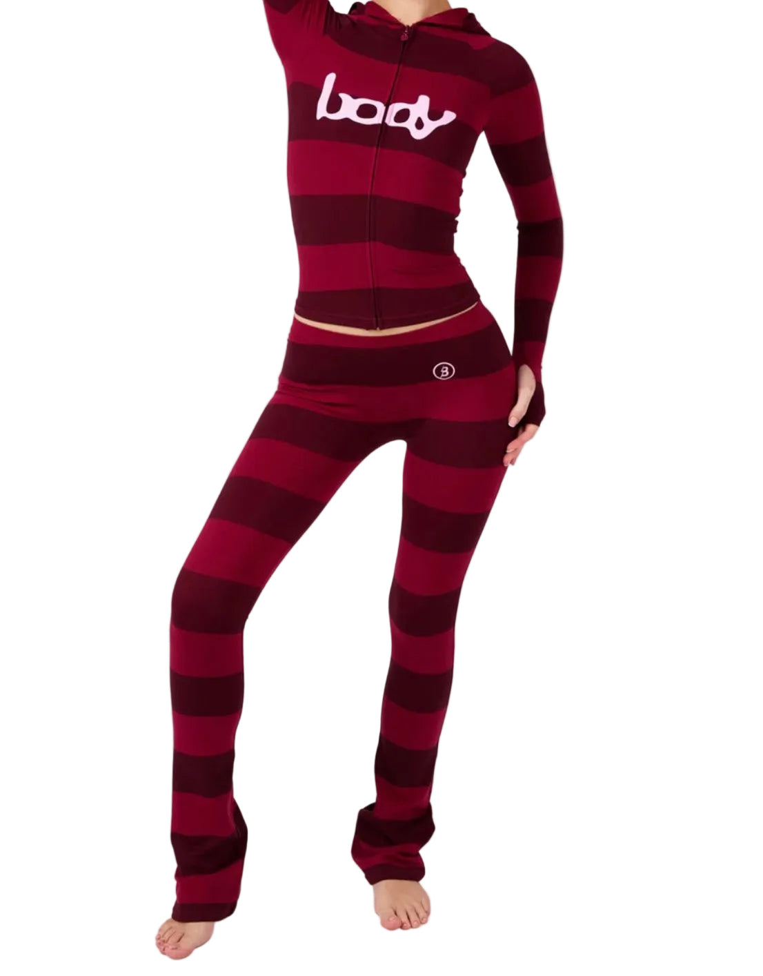 Body By Raven Burgundy Stripe Set