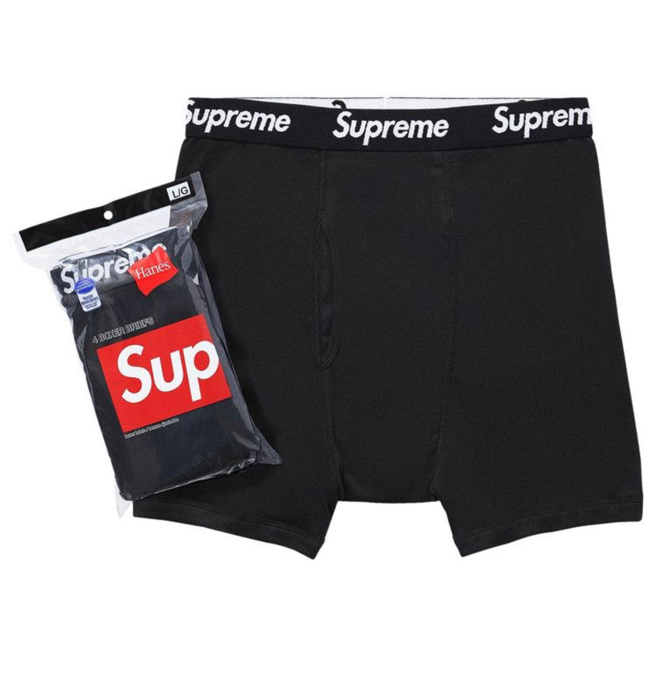 Supreme x Hanes 4 Pack Boxer Briefs Black
