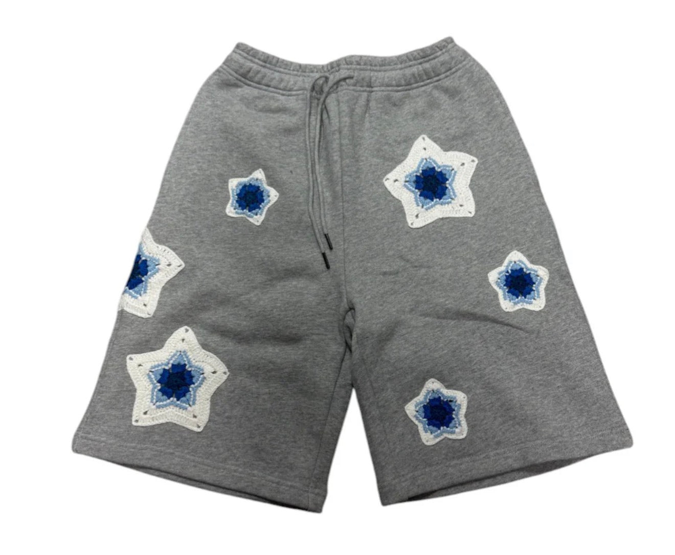 Arkyve Star Crochet Patch Grey Sweatshorts
