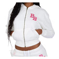 Body By Raven White Pink University Sweatsuit