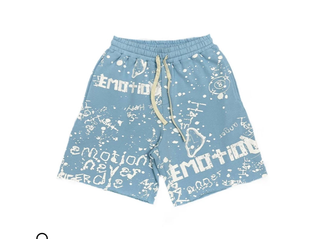 Mixed Emotion ‘Graffiti’ Baby Blue Shorts