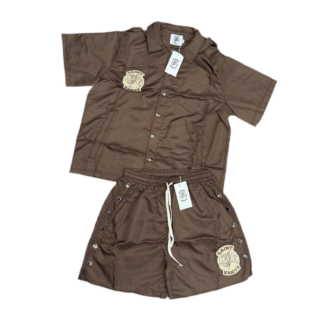 Saint Vanity Nylon Short Set Brown