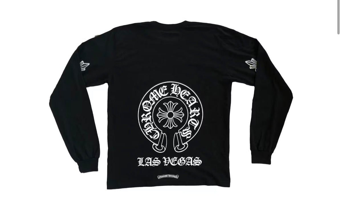 Chrome Hearts Black Floral Horseshoe Las Vegas Longsleeve