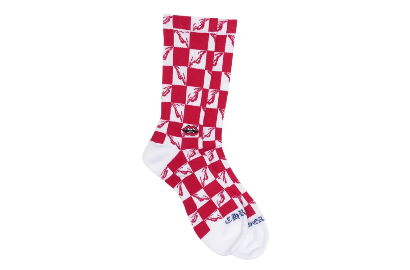 Chrome Hearts Red Matty Checkered Socks