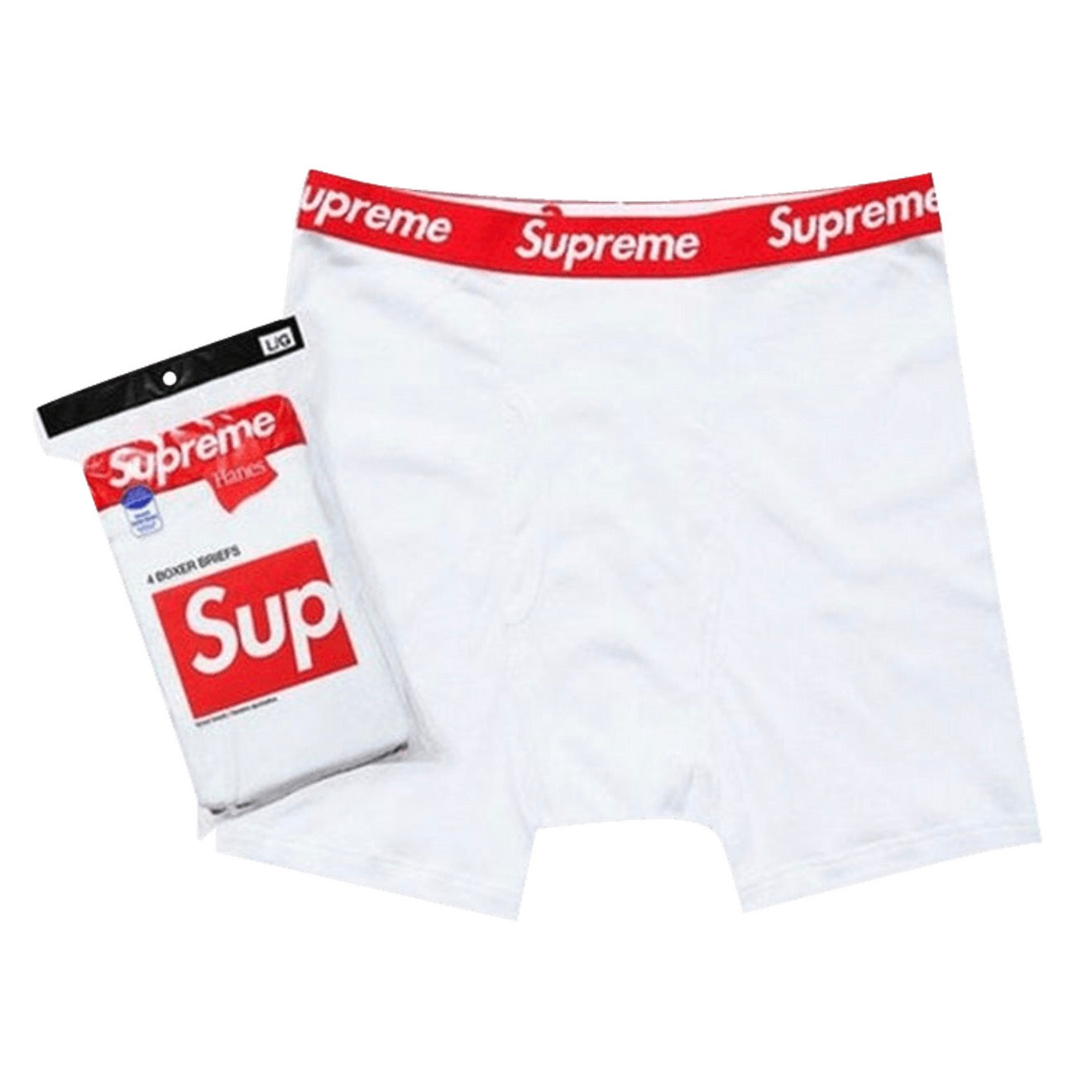 Supreme x Hanes 4 Pack Boxer Briefs White