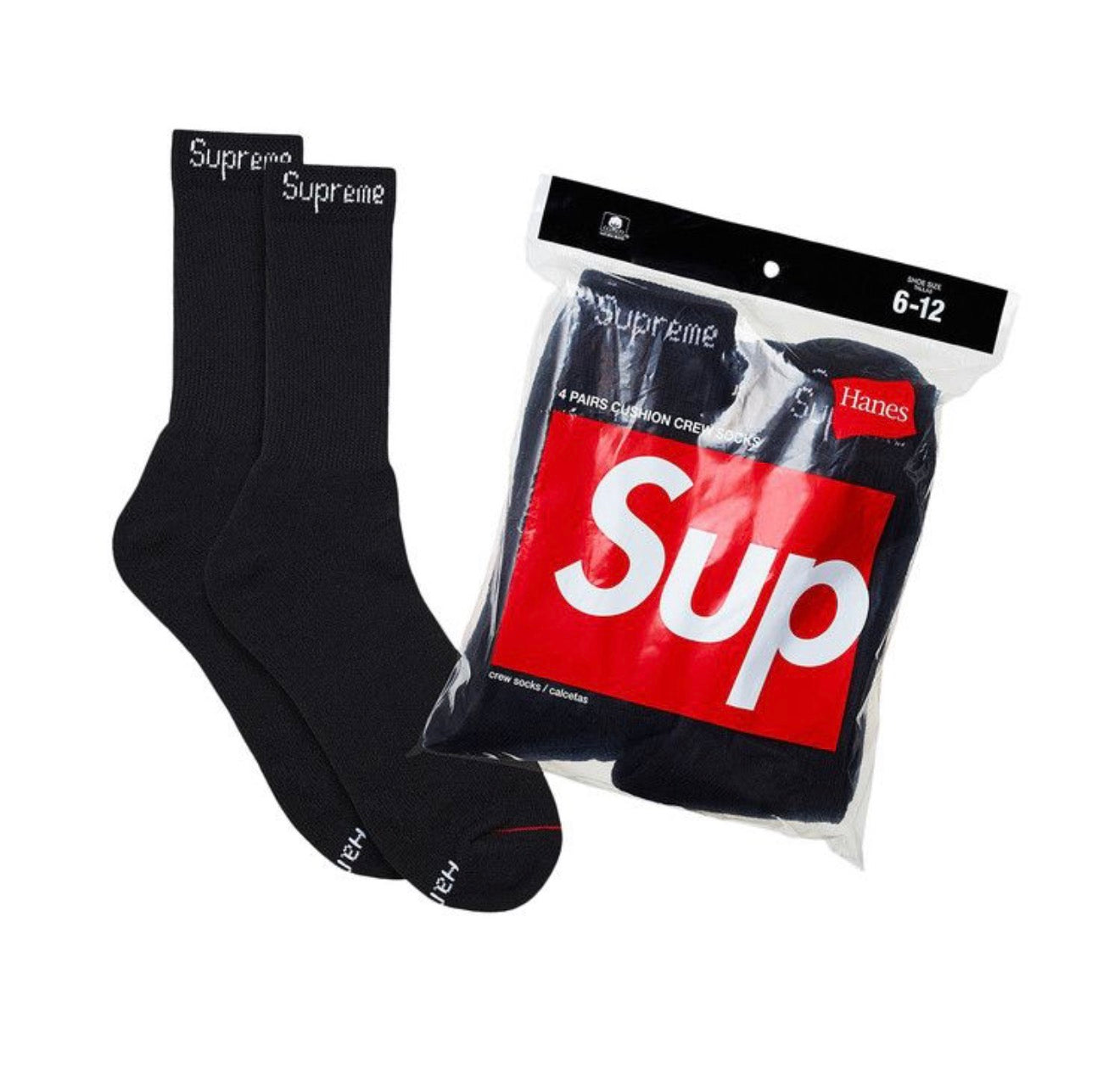 Supreme x Hanes Cushion Crew Socks Black