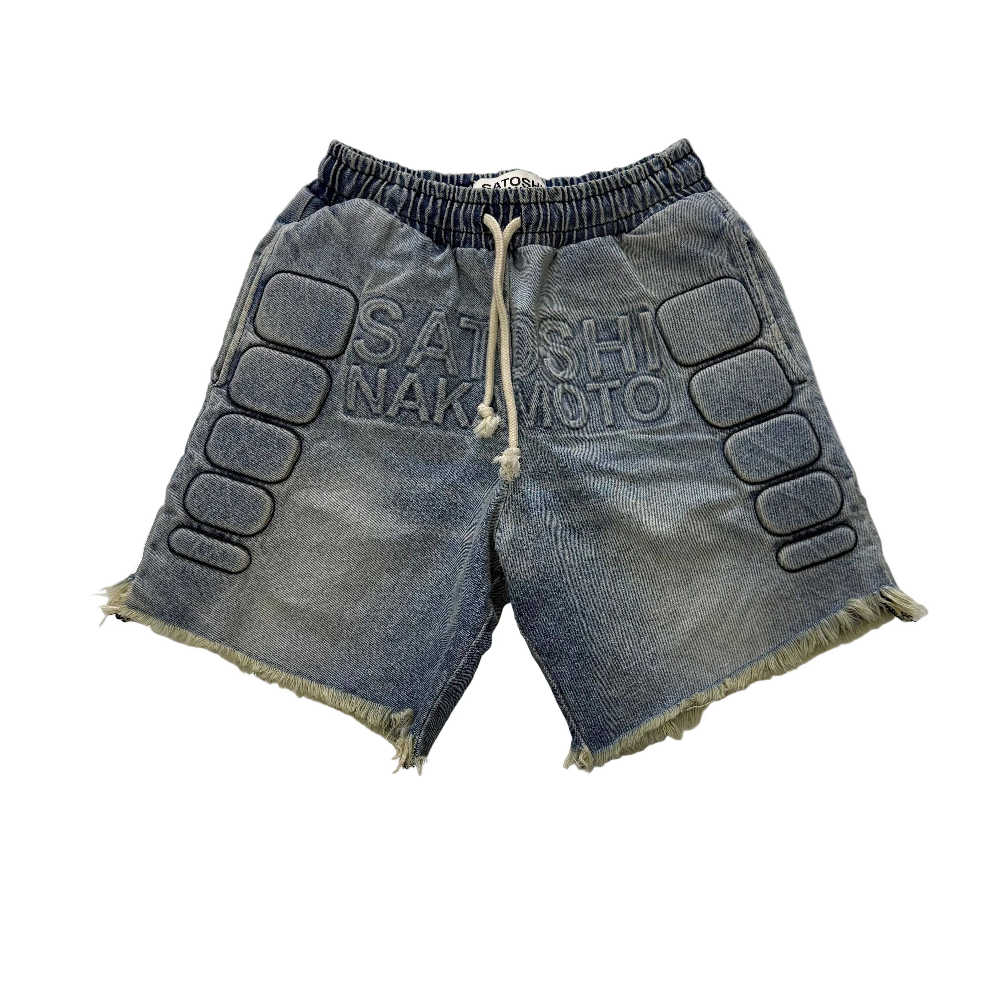 Satoshi Nakamoto Denim Moto Shorts