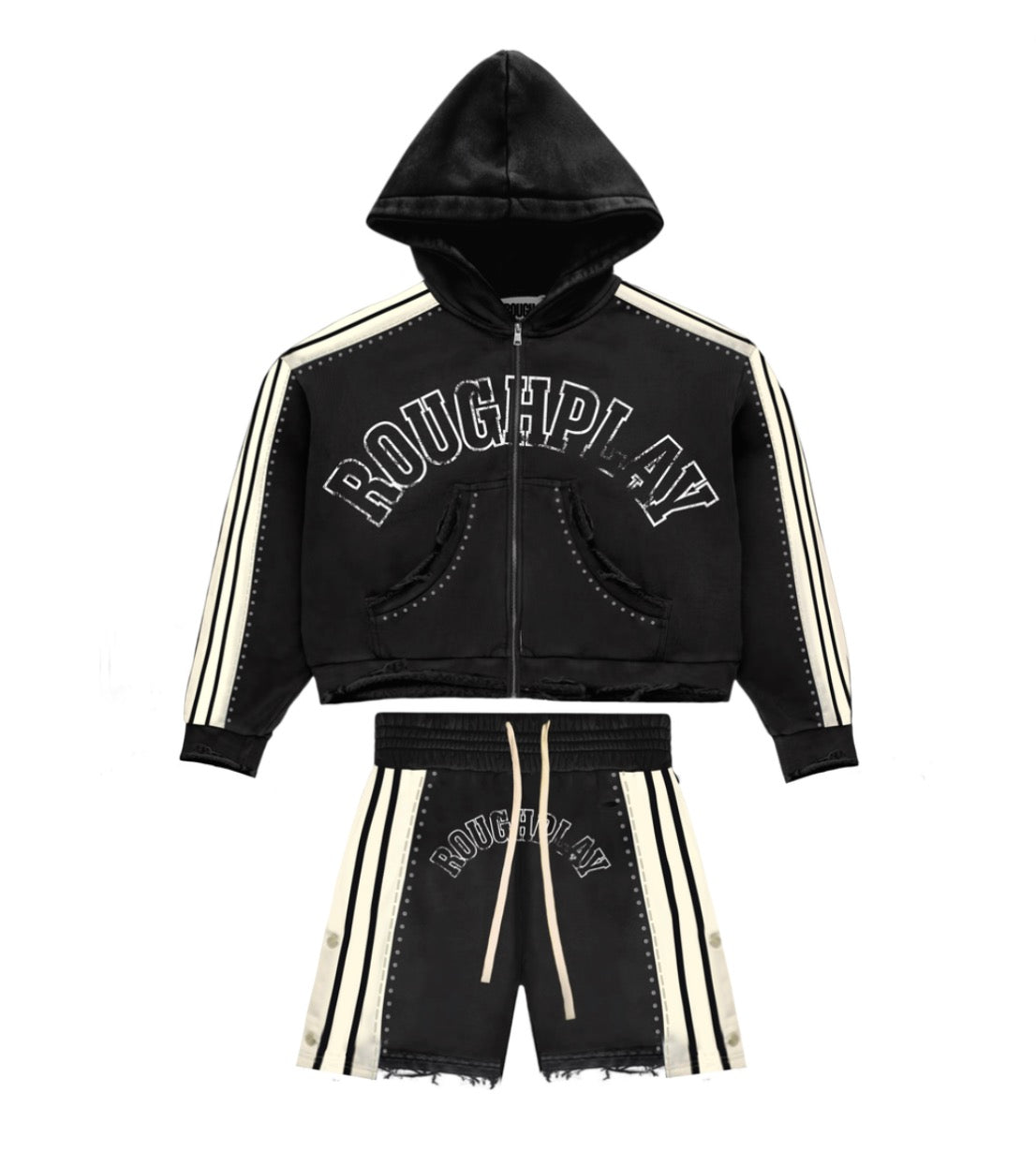 RoughPlay ‘Stripe’ Short Set Black
