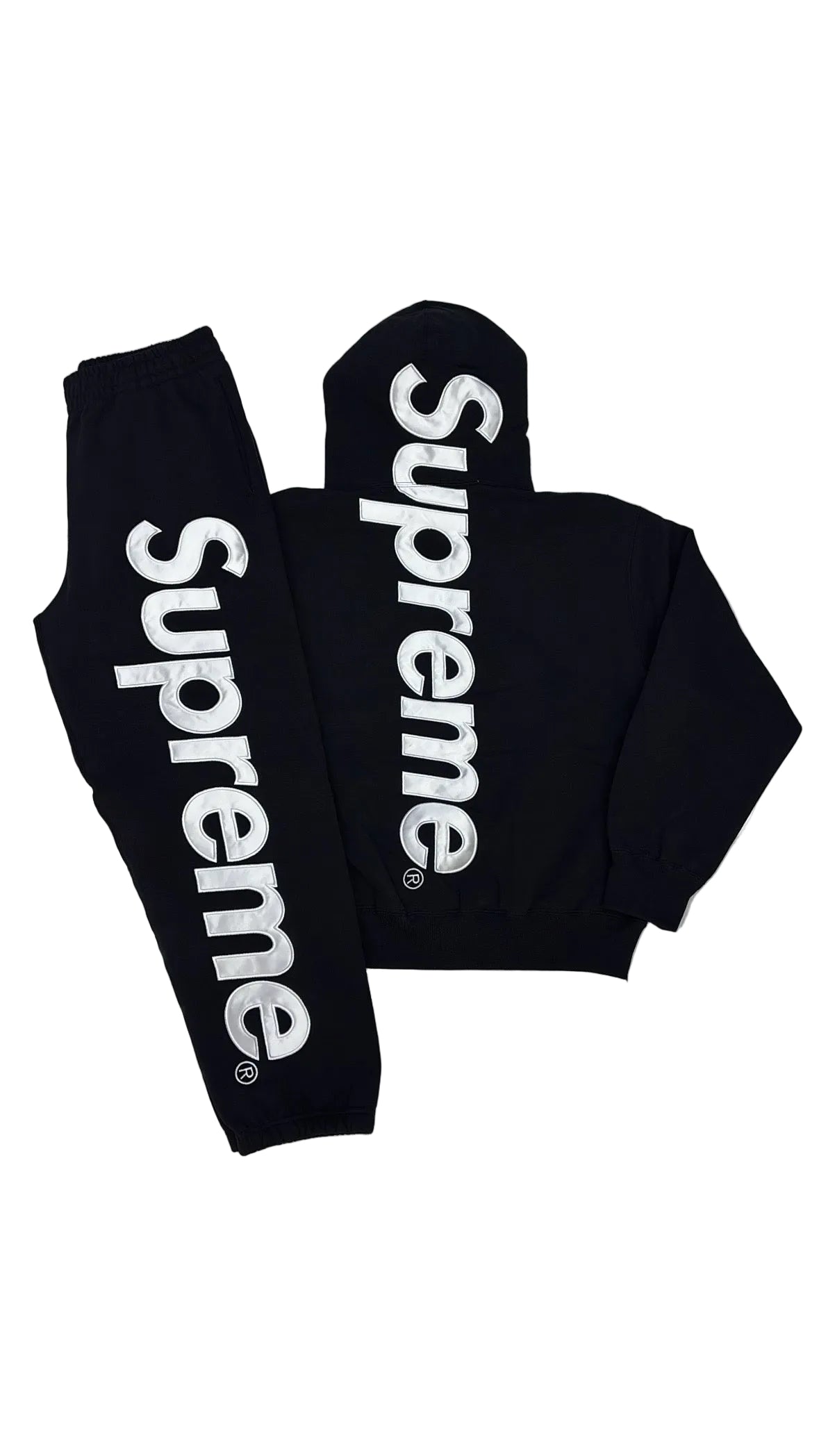 Supreme ‘Satin Appliqué’ Sweatsuit SS26 Black