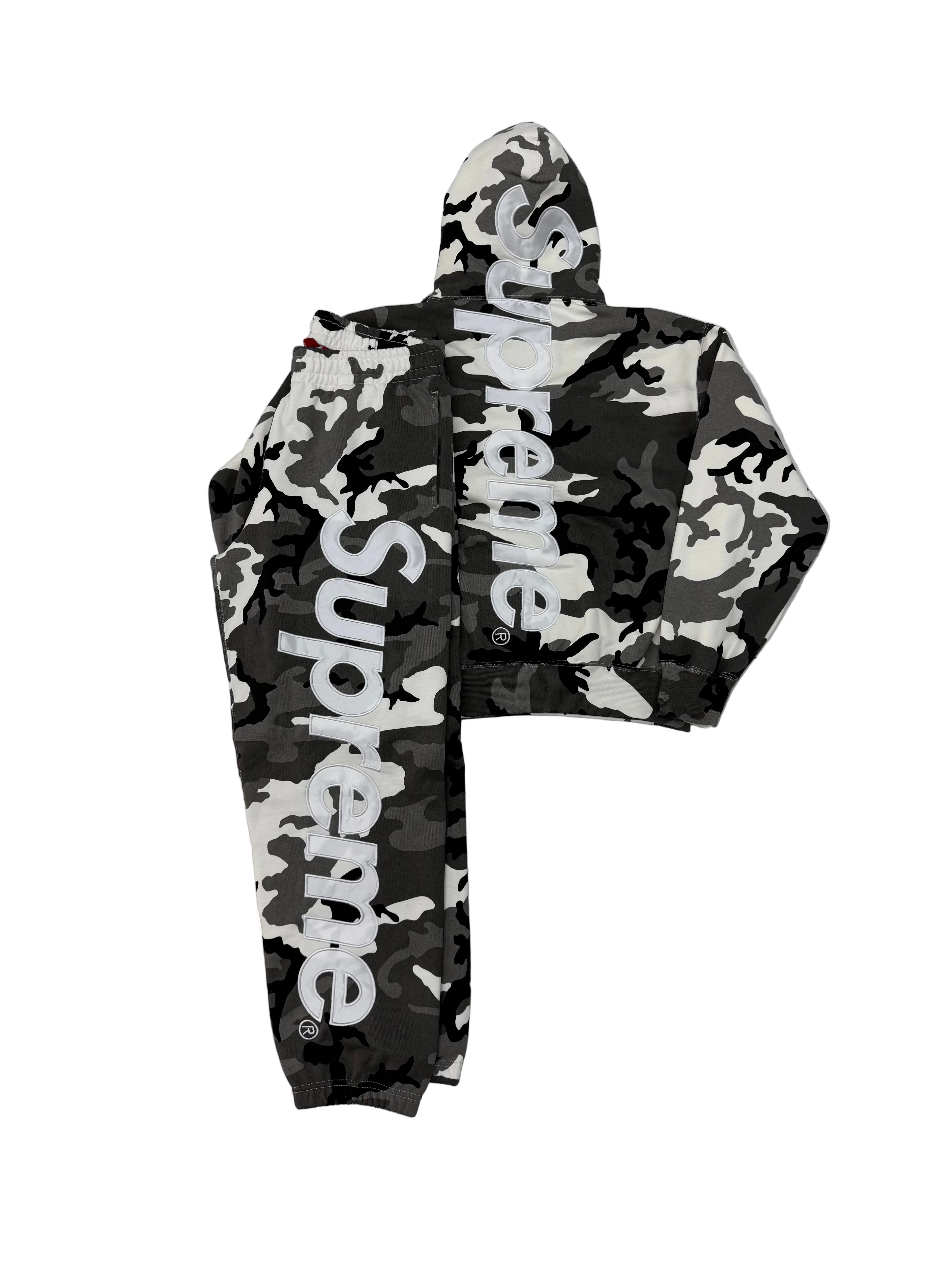 Supreme ‘Satin Appliqué’ Sweatsuit SS26 White Camo