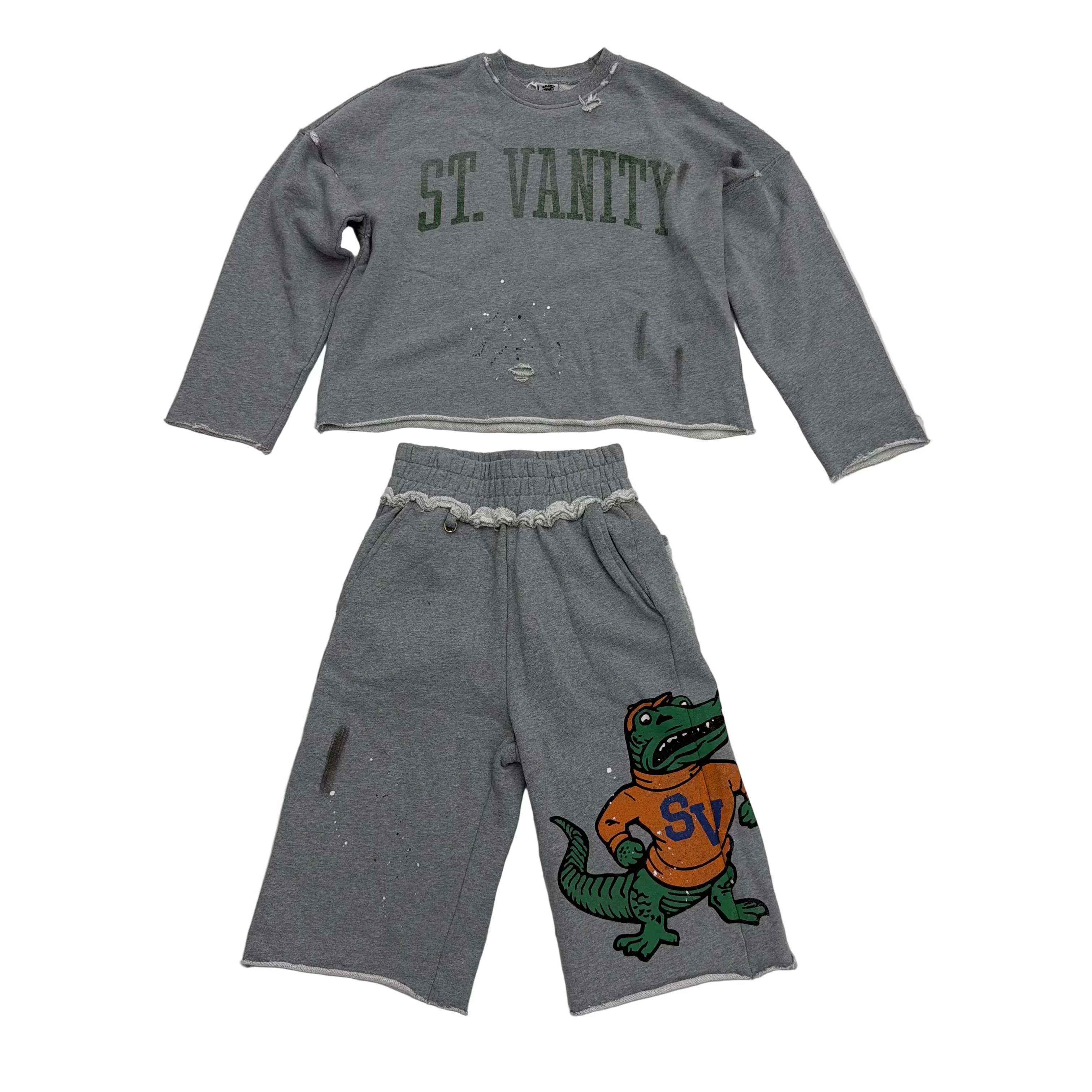 Saint Vanity ‘Gator’ Crewneck Set Green