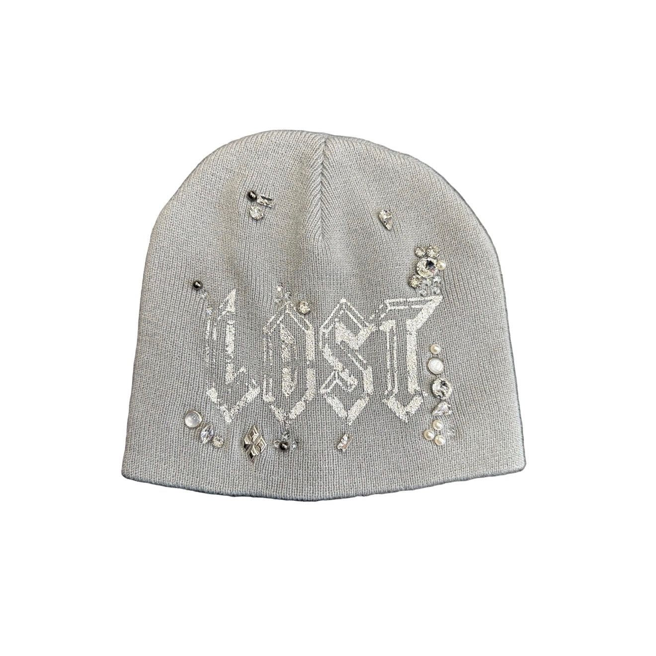 Lost Intricacy Gem Stone Beanie - Grey